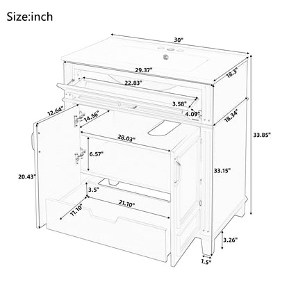 Bathroom Vanity With Sink Storage Cabinet - Blue