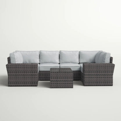 4 Person Outdoor Wicker Sofa Set With Cushions Versatile Seating - Brown