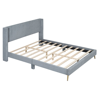 Platform Contemporary Bed With Legs And Upholstered Headboard