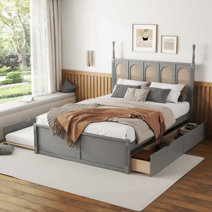 Platform Bed With With 2 Big Drawers With Trundle