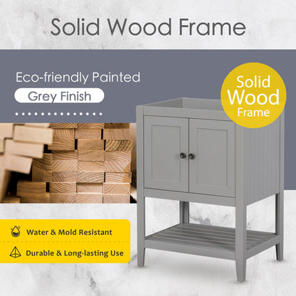 Bathroom Vanity Base Only, Soild Wood Frame, Bathroom Storage Cabinet With Doors And Open Shelf