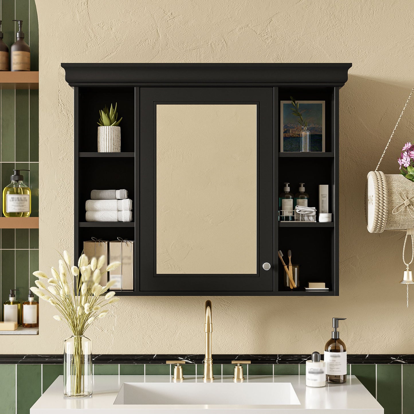 Wall Mounted Bathroom Storage Cabinet With Mirror Door