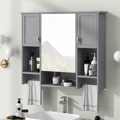 Wall Mounted Bathroom Storage Cabinet With Mirror, Medicine Cabinet With Towel Bar