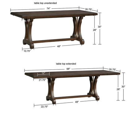 Rectangle Extension Dining Table - Brown