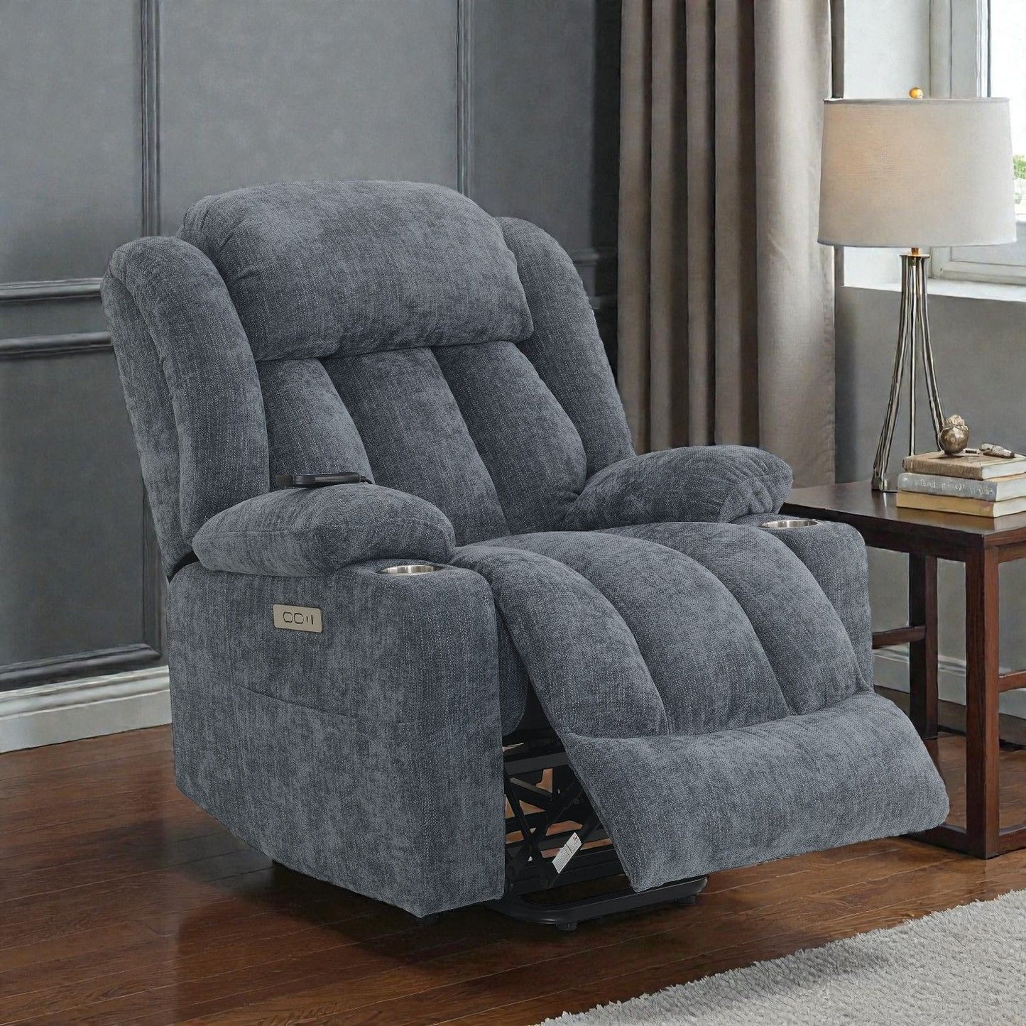 Power Motion Recliner With Lift Heating Massage Function - Blue