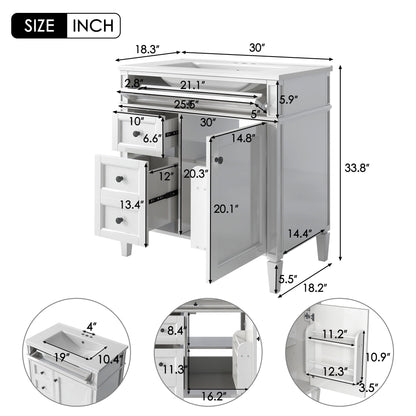 Bathroom Vanity With Top Sink, Storage Cabinet With 2 Drawers, Tip Out Drawer