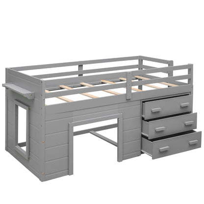 Loft Bed With Cabinet And Shelf