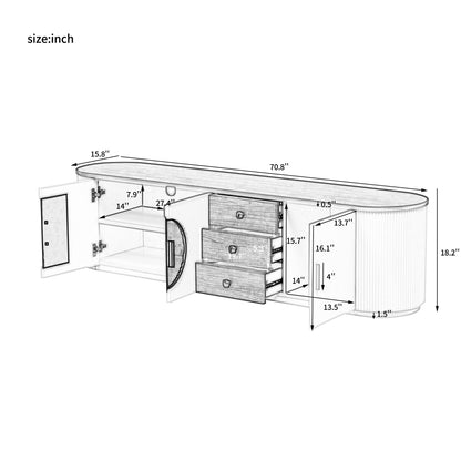 Modern Minimalist TV Stand For TVs Up To 80" With 3 Drawers And 1 Shelf