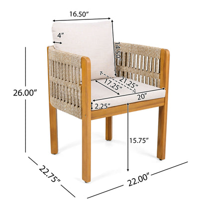 Outdoor Dining Chairs With Mix Rope Handles (Set of 2)