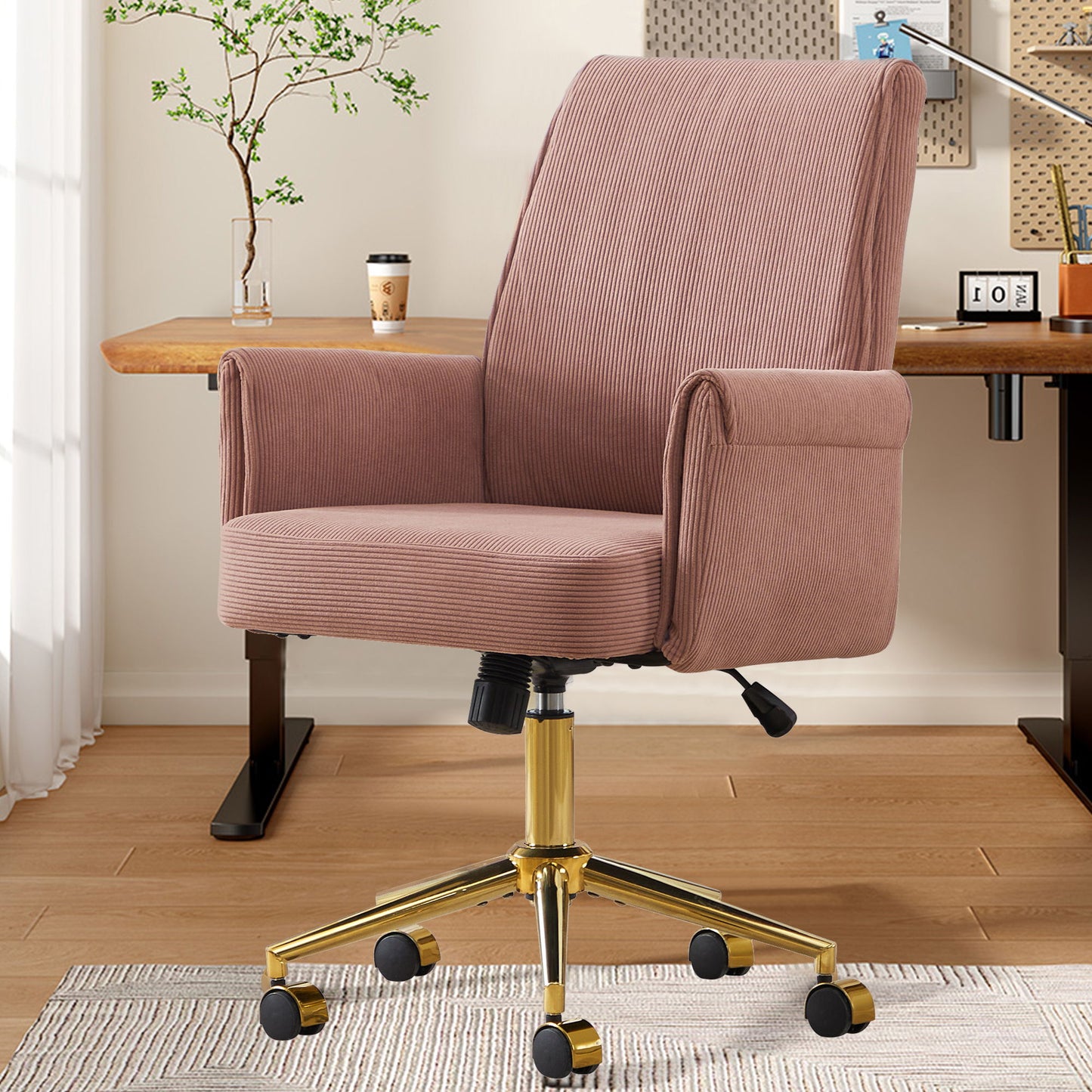 Ergonomic Mid-Back Office Chair With Striped Fabric