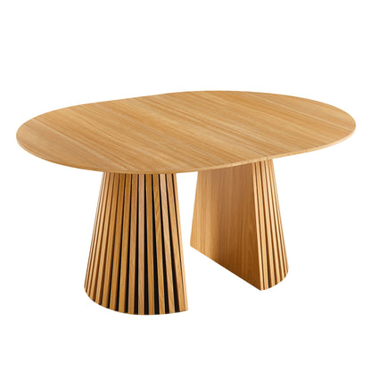 Extendable Pedestal Multifunctional Dining Table - Oak
