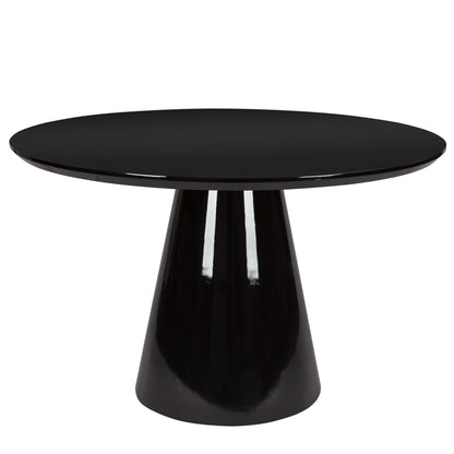 Modern High Gloss Minimalist Round Dining Table - Black