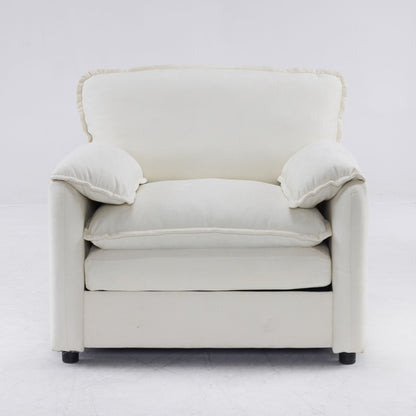 Oversized Reading Armchair With Thick Cushions, High Back Support