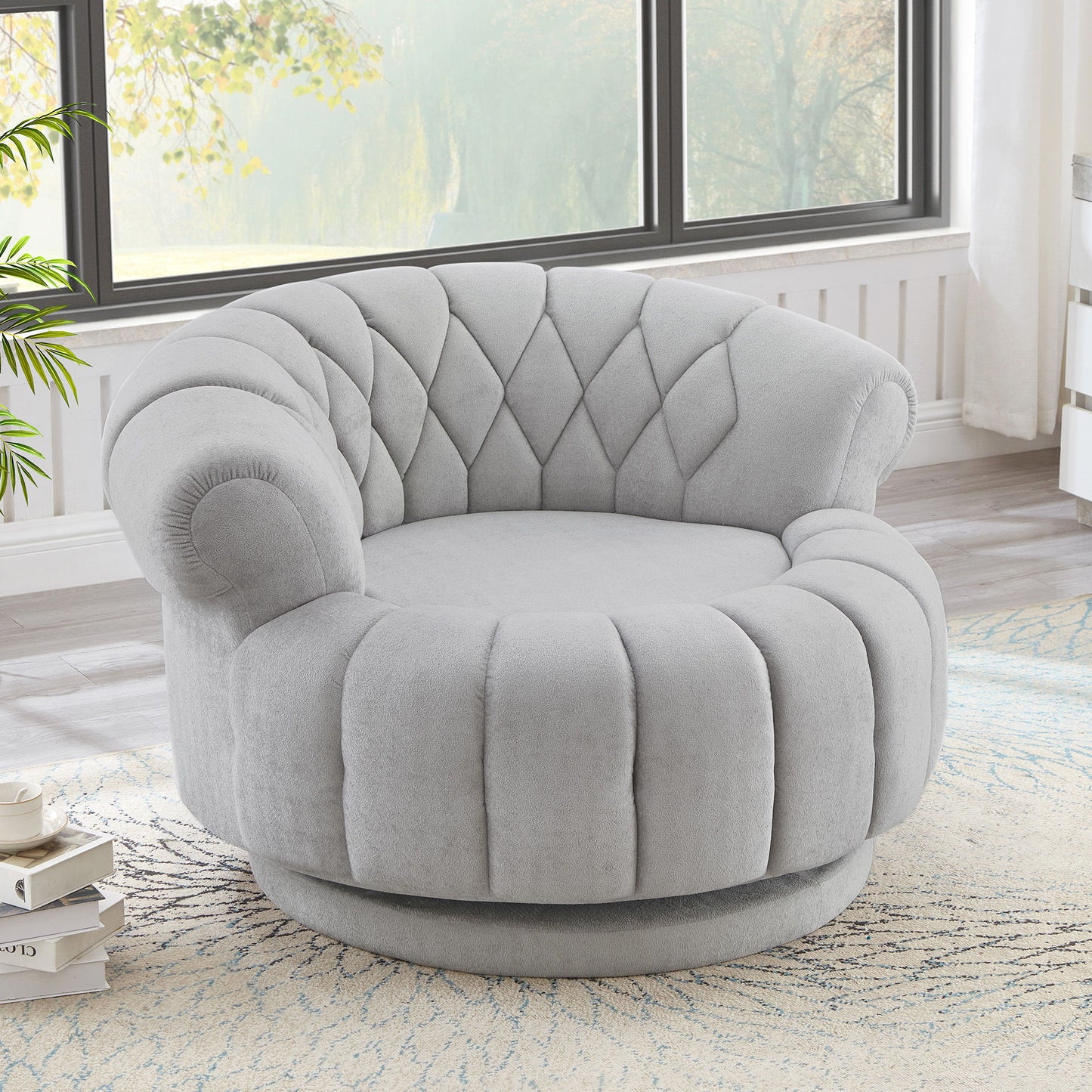 Round Swivel Accent Chair With Rotation