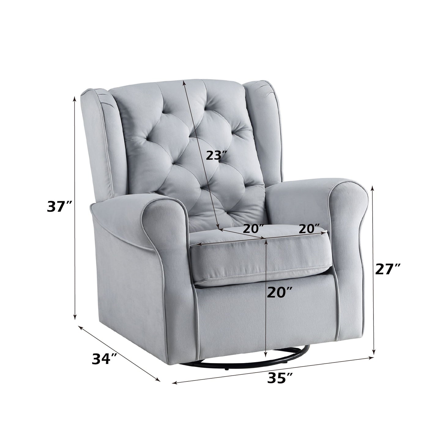 Zeger - Glider Chair With Swivel - Gray