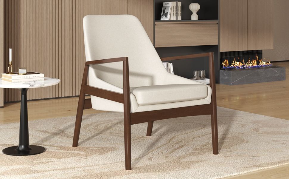 Mid-Century Modern Accent Armchair With High Back