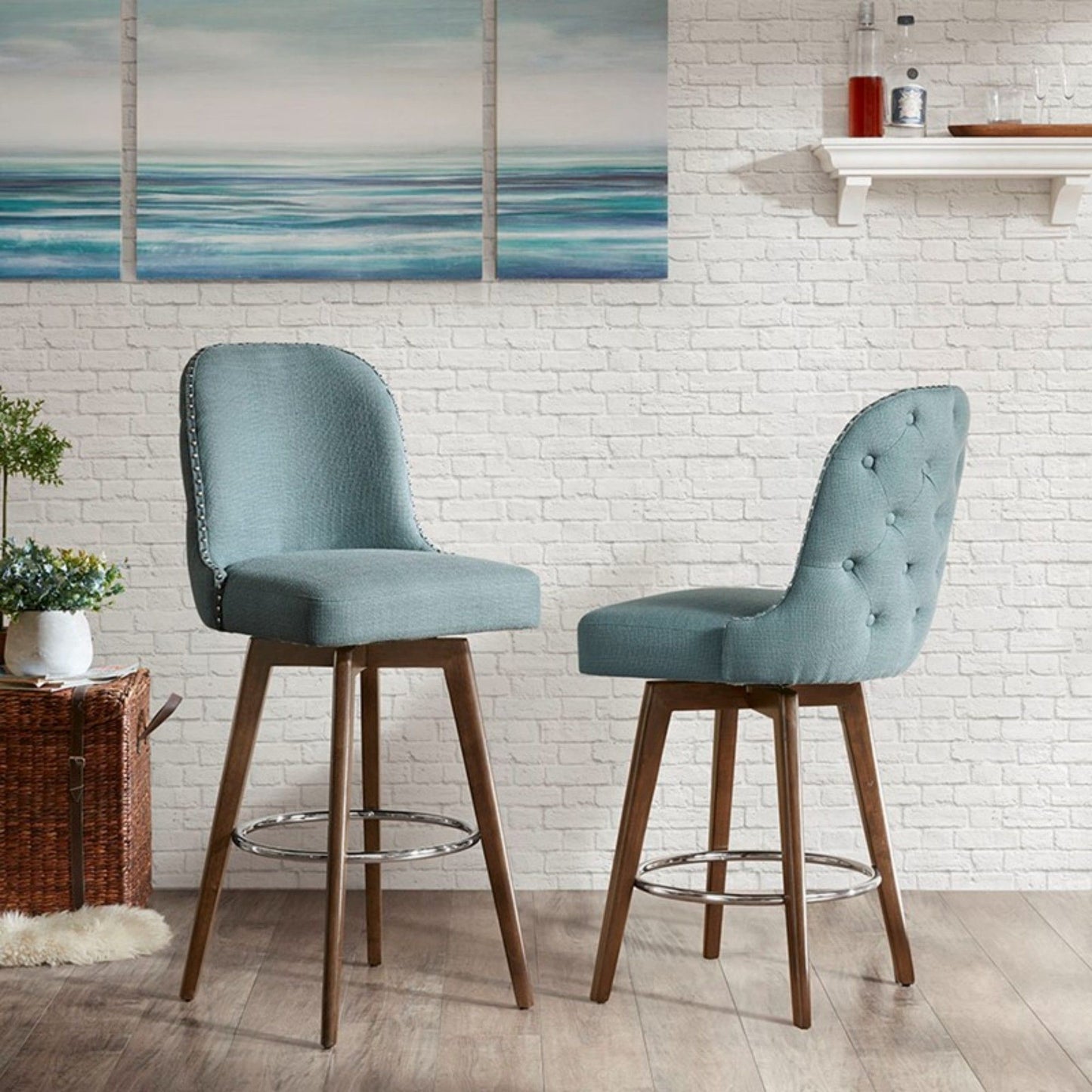 Kobe - Counter Stool With Swivel Seat - Blue