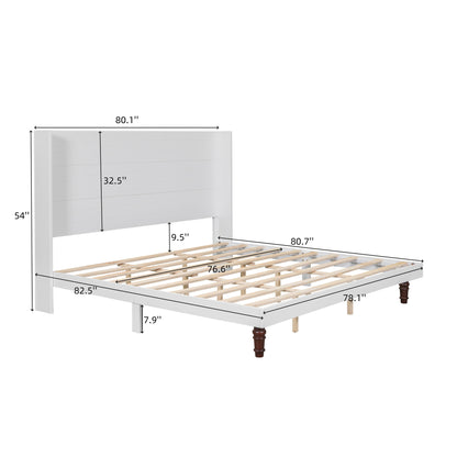 King Size, Stylish High Headboard Bed, High Quality - White