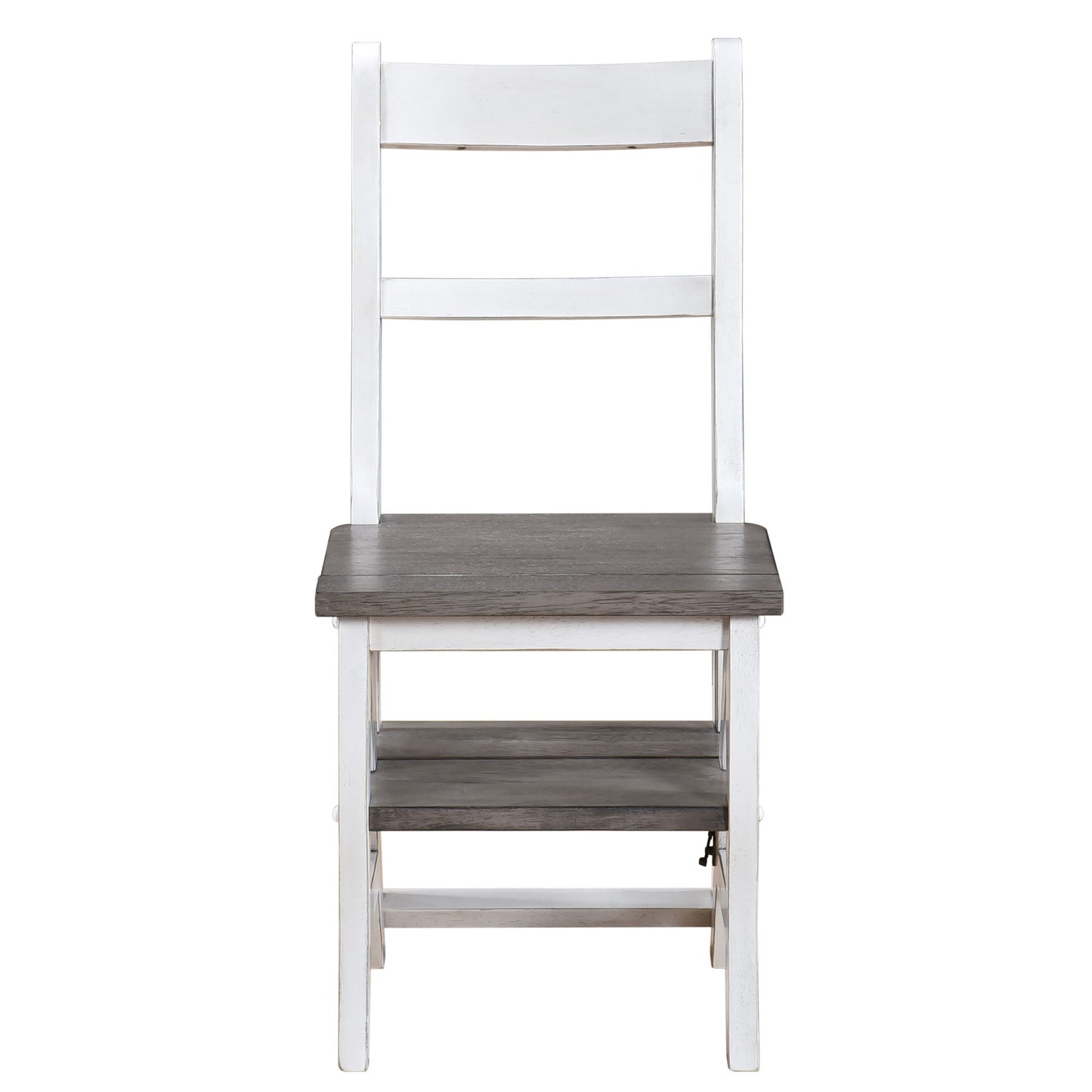 Solid Wood Foldable Ladderchair Dual Purpose Stepladders Step Display Stand Flower Stand Forhome, Library, Kitchen - Antique White / Sandstone