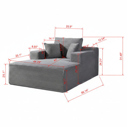 Convertible Chaise Lounge Chair With Wide Armrest & Throw Pillows