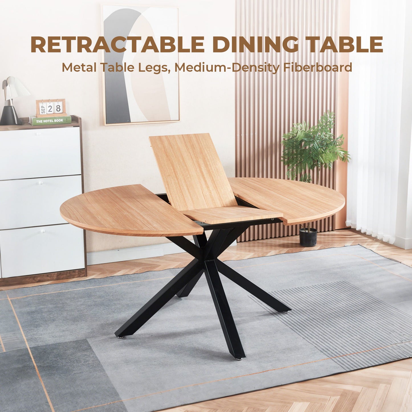 Extendable Round Dining Table - Oak