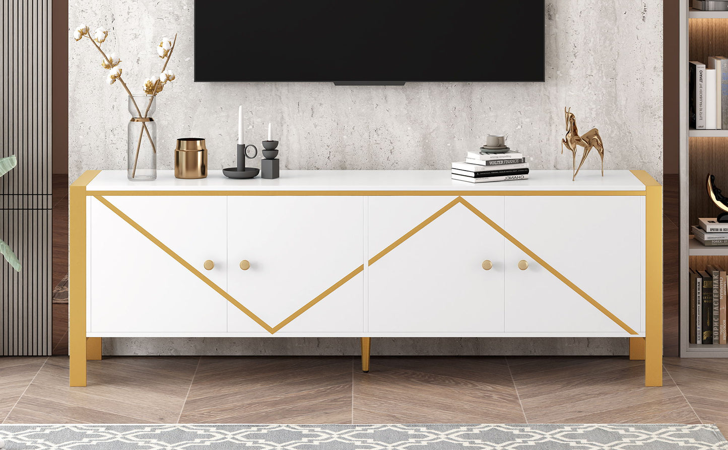 Modern Minimalist TV Stand With 2 Spacious Cabinets