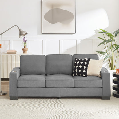 Modern Snowfleece Fabric 3 Seater Sofa With Cup Holder