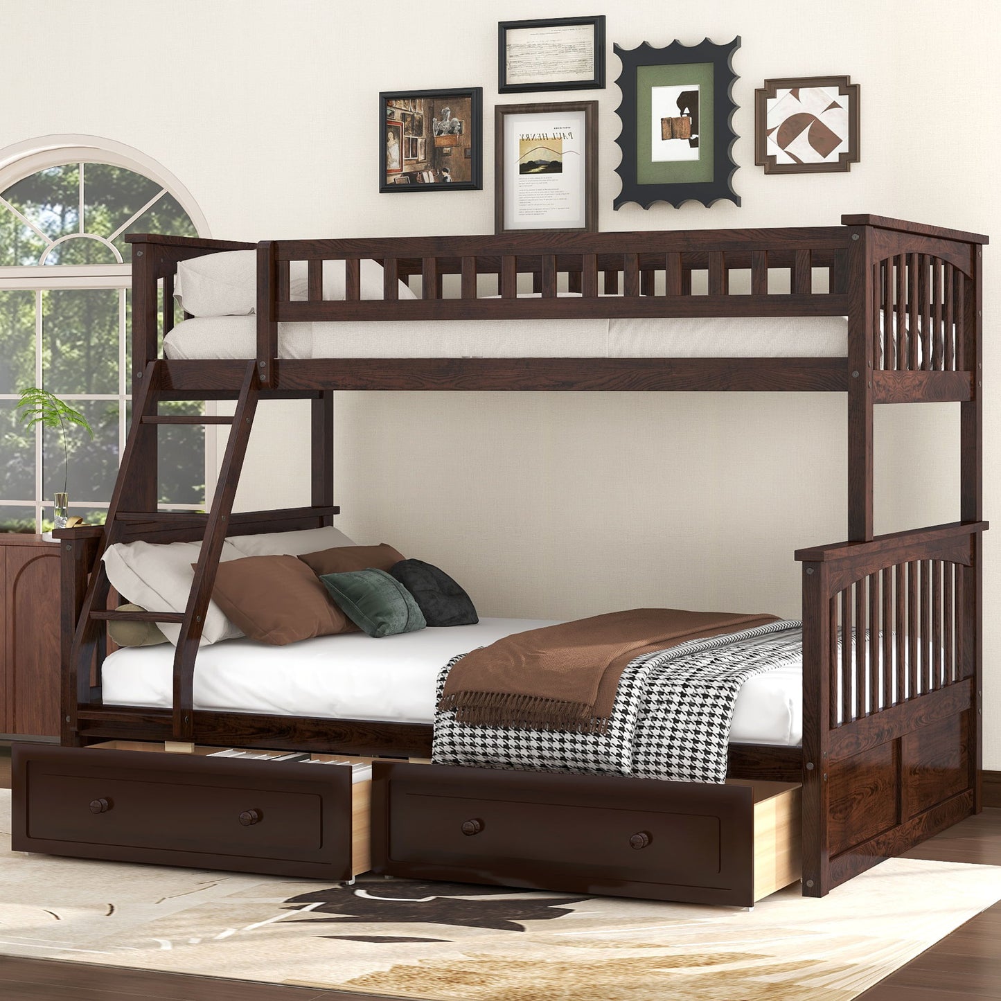 Bunk Bed With Drawers, Convertible Storage Bed