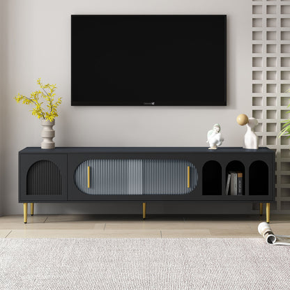 Modern TV Stand With 3 Shelves And 2 Cabinets