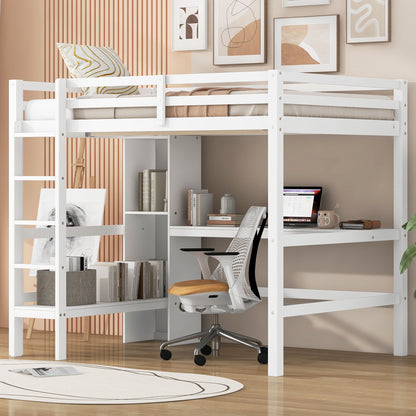 Loft Bed With Built In Desk And Multifunction Shelves