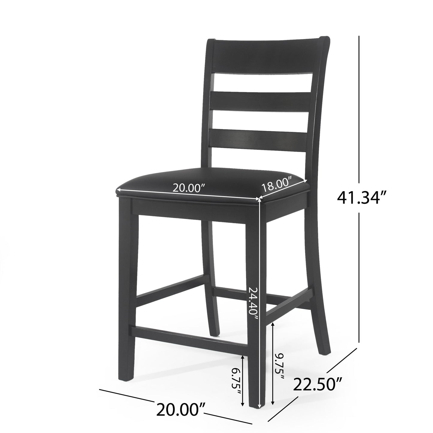 Farmhouse Upholstered Wood Counter Stools