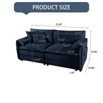 Modern Oversized Chenille Loveseat Sofa With Deep Seat And Diy Combination