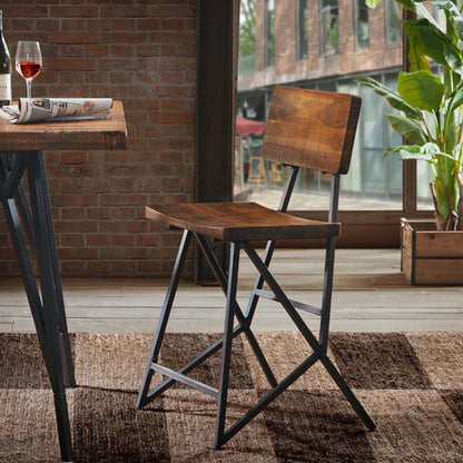 Trestle Counter Stool With Reclaimed - Reclaimed Brown / Gun Metal
