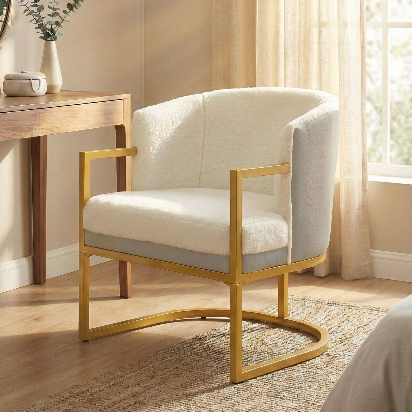 Upholstered Reading Accent Armchair For Living Room