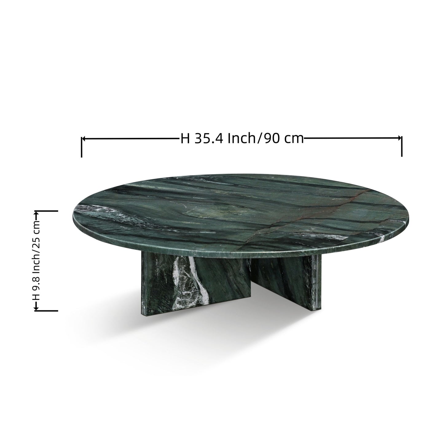 Diamond - Marble Coffee Table, Living Room Centerpiece, Genuine Stone - Green