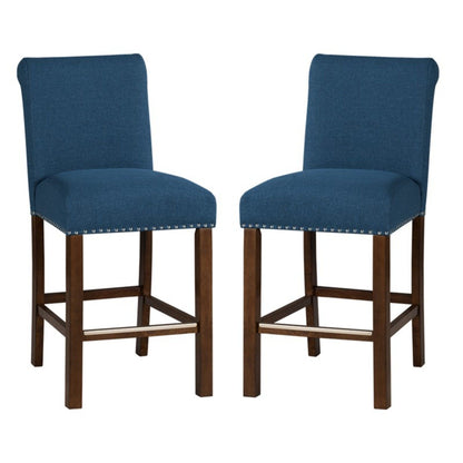 Upholstered Counter Stool With Nailhead Trim (Set of 2)