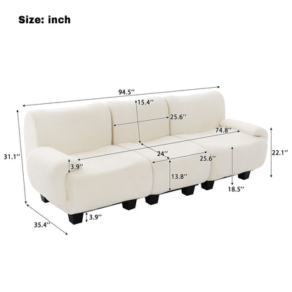 3 Seater Sofa Couch With Curved Armrests