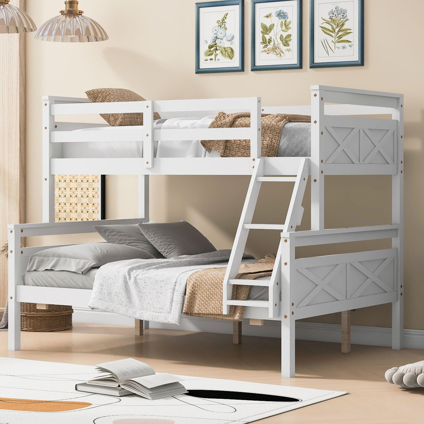 Bunk Bed With Ladder And Safety Guardrail
