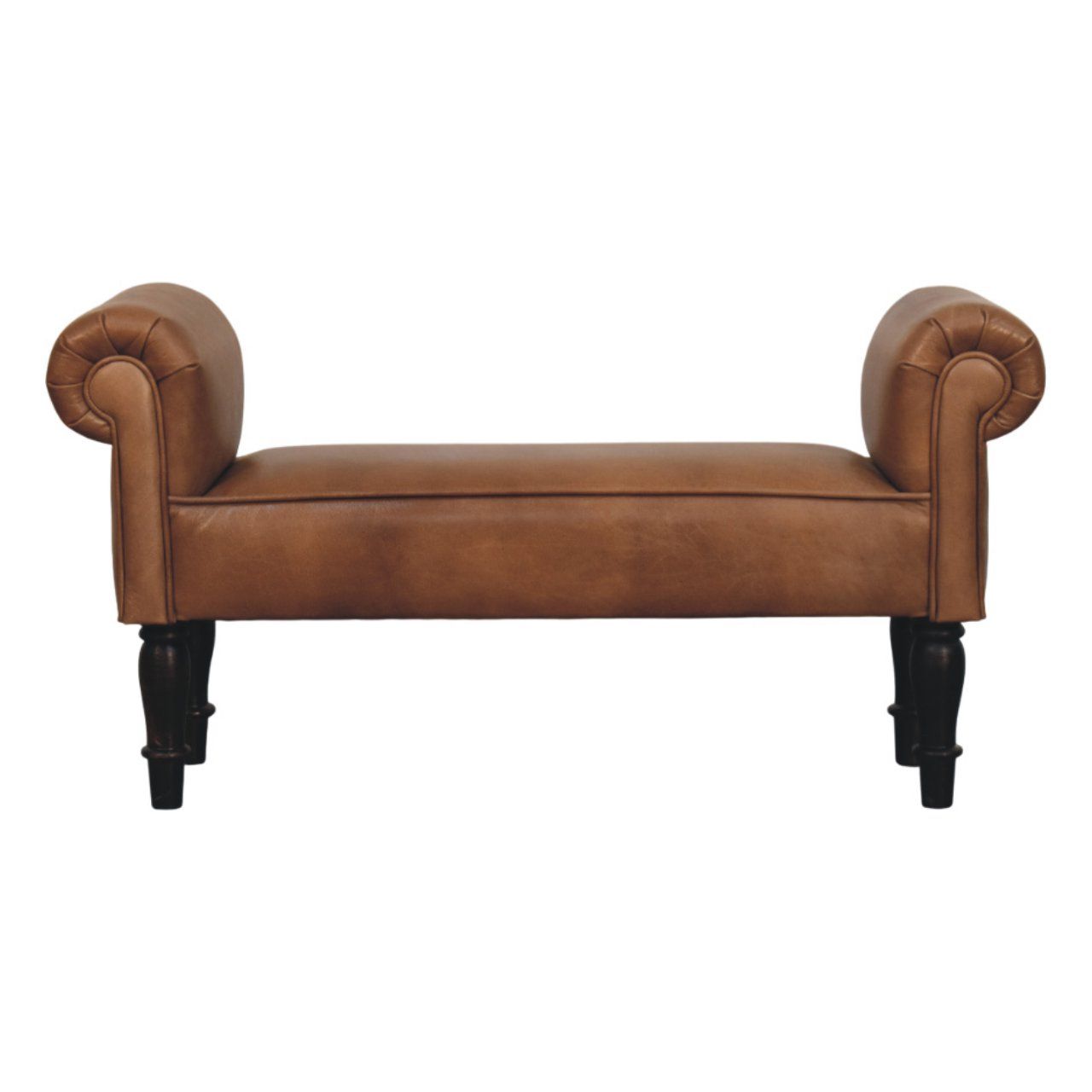 Buffalo - Leather Rolled Arms Bench - Brown
