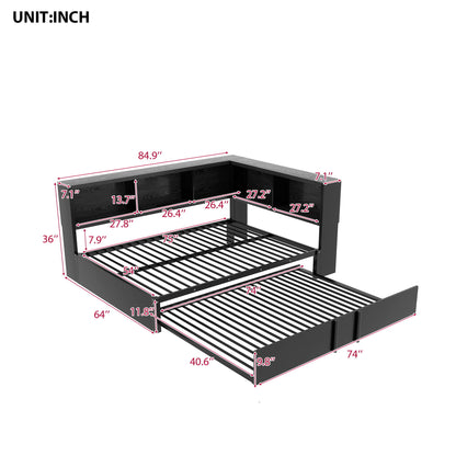 Daybed With Trundle, Storage Cabinets And USB Ports