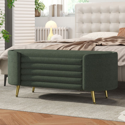 Modern Oval Storage Ottoman With Upholstery