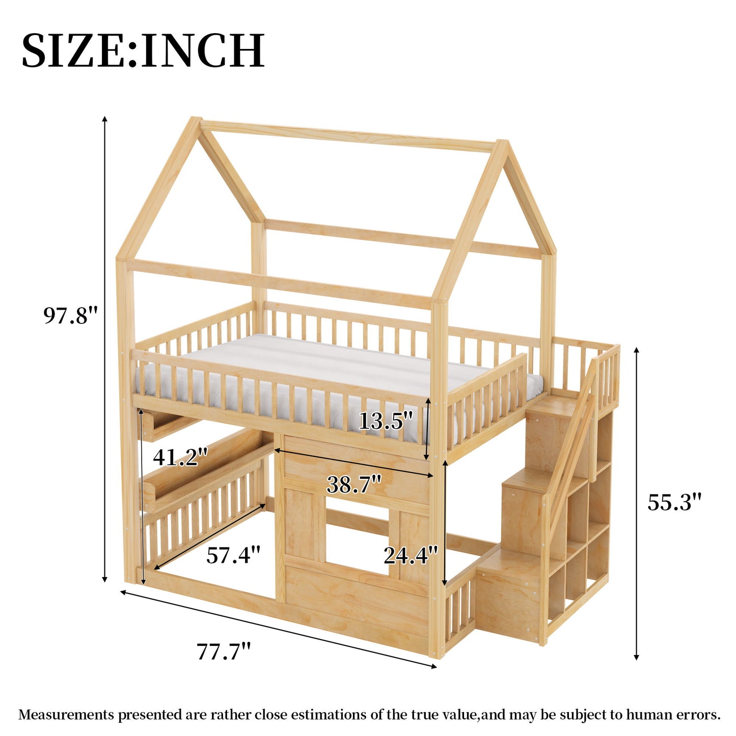 House Bed With Built-In LED Shelf Light