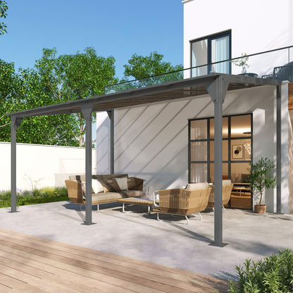 Outdoor Wall Mounted Gazebo With Sloped Roof Design, Uv Protection, And Durable Iron Frame - Gray