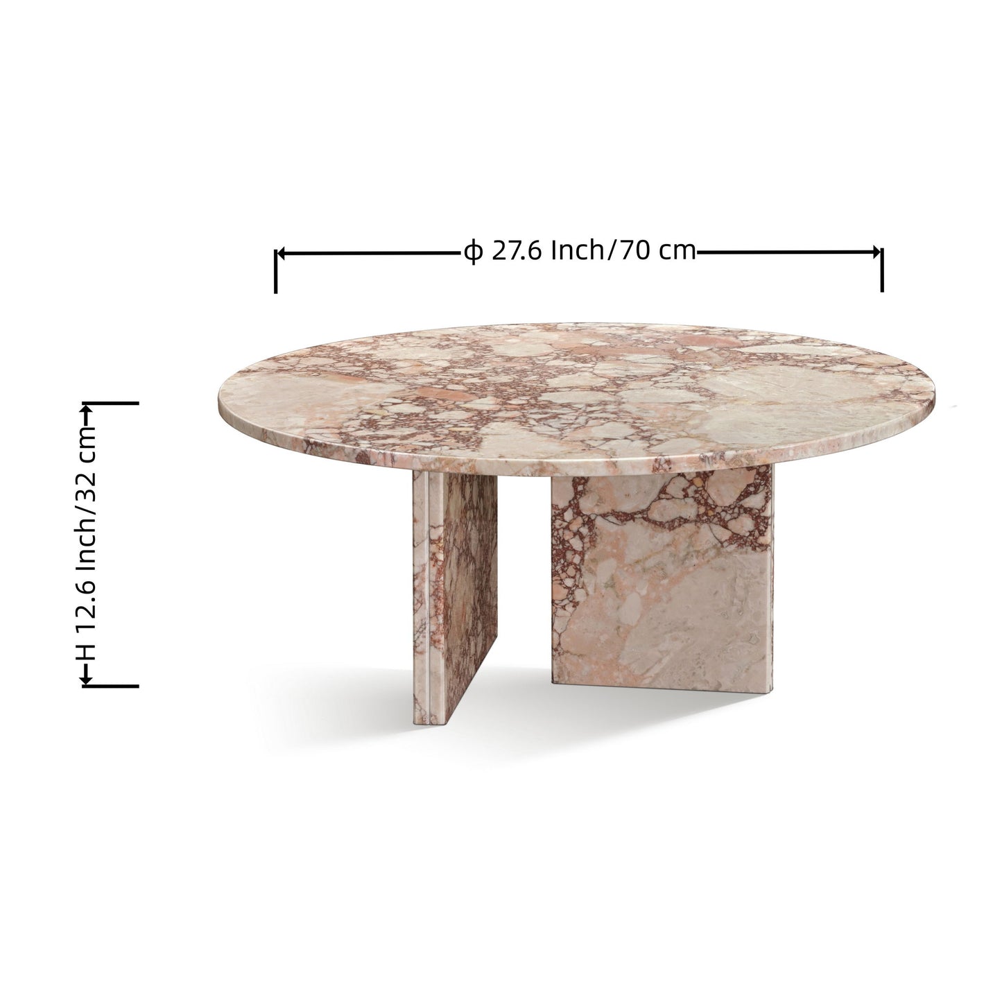 Diamond - Marble Coffee Table With Polished Surface For Living Room - Pink