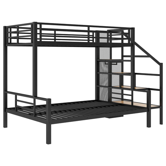 Metal Bunk Bed With Storage Staircase And Open Wardrobe