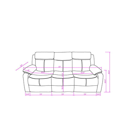 Brenda - Sofa Manual Recline Function - Brown