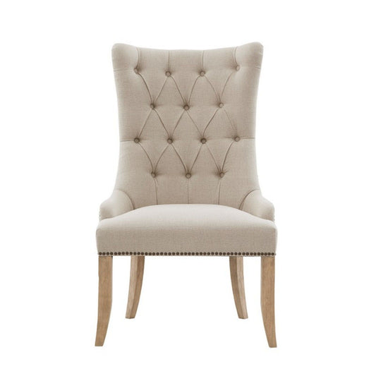 Lucas - Button Tufted Captain Accent Chair High Back - Cream
