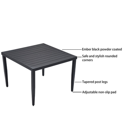 Outdoor Modern Dining Set, Chairs Sunbrella Cushioned And Dining Table With Umbrella Hole