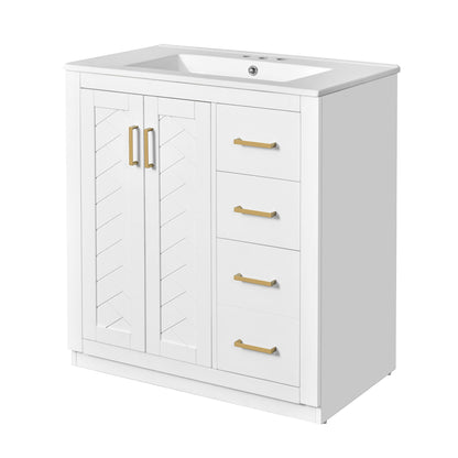 Bathroom Vanity With Sink, Storage Cabinet, Freestanding Set With 3 Drawers & Soft Closing Doors