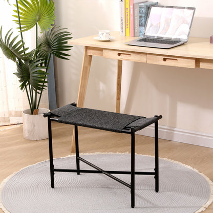 Handwoven Paper Rope Foot Rest Shoes Stools Ottomans For Entryway